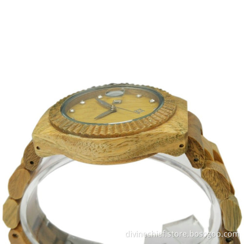Luxury Fashion Quartz Movement Complete Calendar,Water Resistant Feature Wooden Watch
